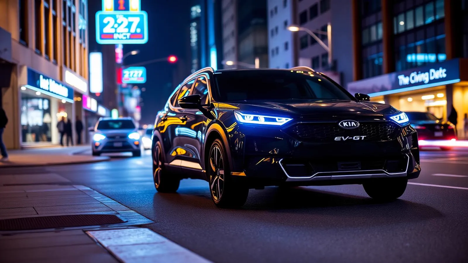Kia EV6 GT 2026 em rua urbana à noite
